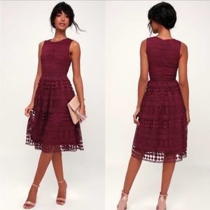 LULUS Madly In Love Purple Plum Crochet Lace Sleeveless Midi Dress Sz Small NWT